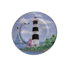 Set of 3 -THOMSON POTTERY Lighthouse Discontinued Blue 7.75" Salad Plates